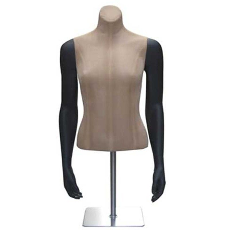 GemeShou Supporto Per Collane In Velluto - Manichino Busto Beige 23,5 Cm Per Esposizione Gioielli E Conservazione