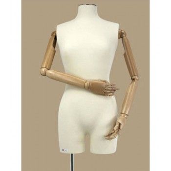 Medium size female tailor bust mannequin wooden arms