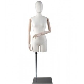 Medium size female tailor bust mannequin wooden arms