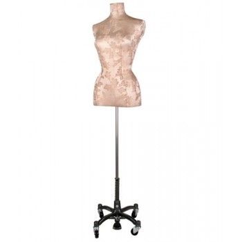 Female mannequin bust seam pink brocade fabrics base quadripod with wheels chicago
