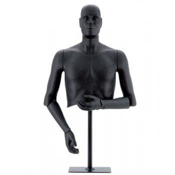 Maniquí busto hombre flexible negro