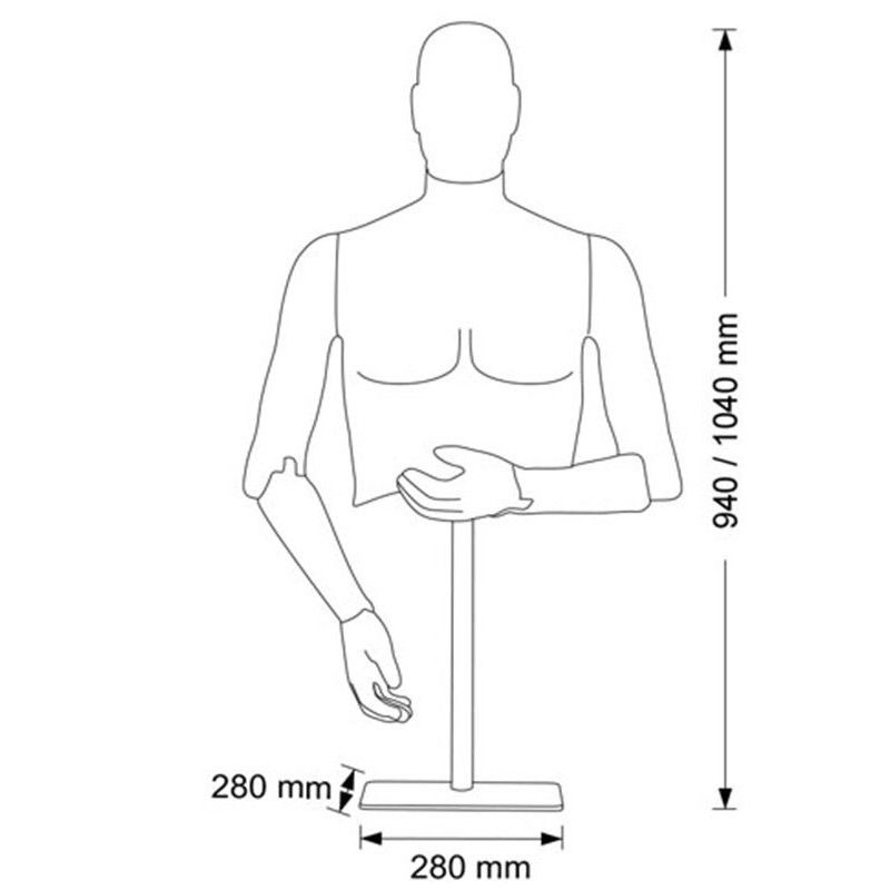 Mannequin bust man flexible black Mannequins Online