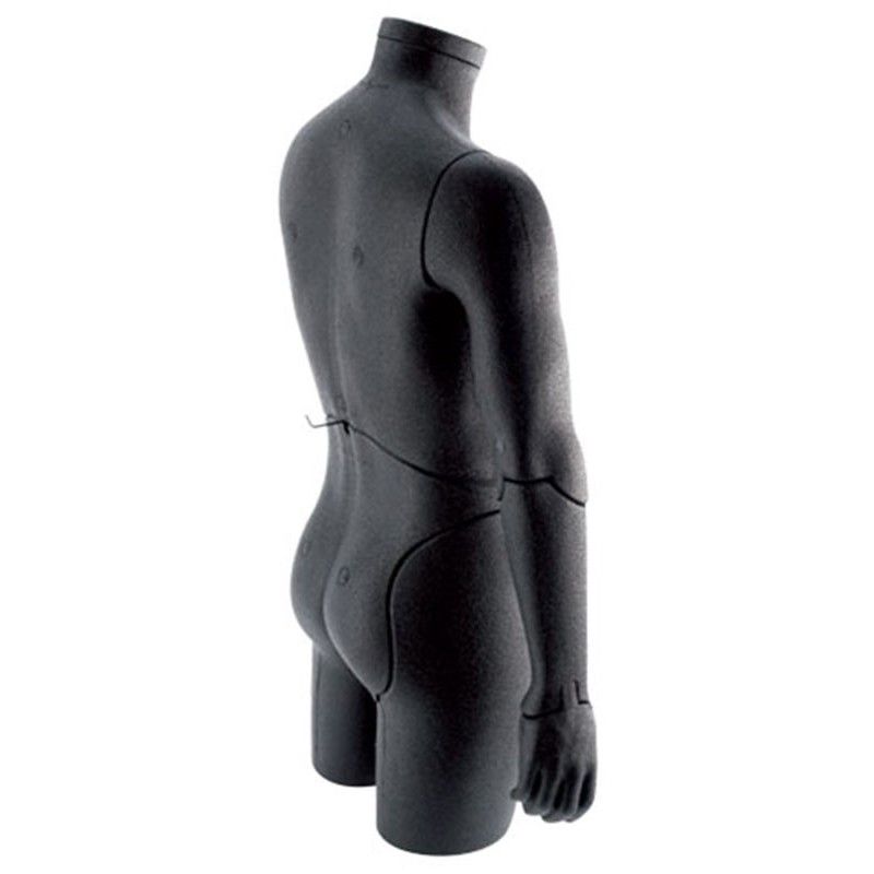 Mannequin buste homme flexible noir 0001b