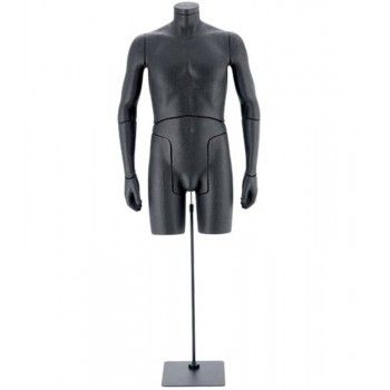 Maniquí busto hombre flexible negro 0001b - Bustos caballero