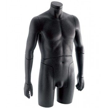 Mannequin buste homme flexible noir 0001b