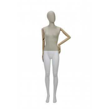 Mannequin Montaigne Avenue adult woman canvas bisonne fabric bust articulated wooden arms Y515