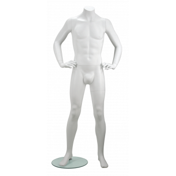 Headless Half Body Round Female Torso Mannequin - Arms on sided With Stand  - Matte White