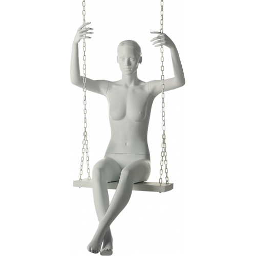 Seated stylized mannequin woman Runway MA-24 white customizable paint color Seated stylized mannequin woman Runway MA-24
