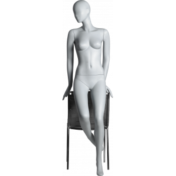 Mannequin vitrine abstrait femme MA-48 Runway visage stylisé peinture personnalisable oreilles appuyé chaise