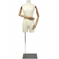 Medium size female tailor bust mannequin wooden arms