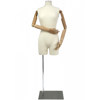 Mannequin buste couture femme medium avec bras en bois