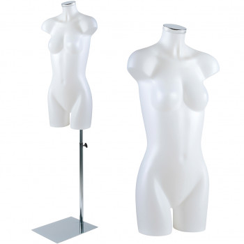 Torso mujer SMALL busto plástico IMPACT base cromada fijación pierna tapa cromada kit completo RM226 color blanco translúcido