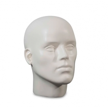 White Sculpted Man Head Display