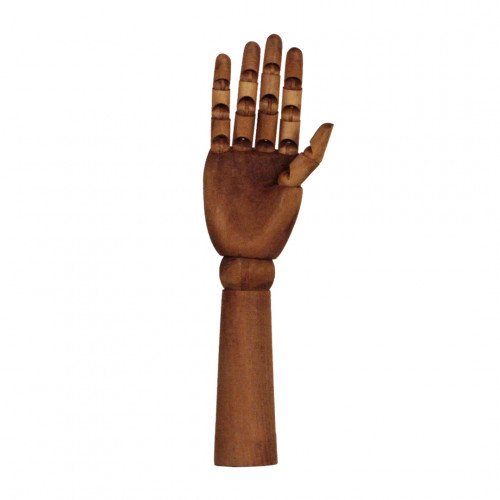 Main articulée en bois foncé