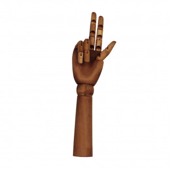 Mano articulada de madera oscura