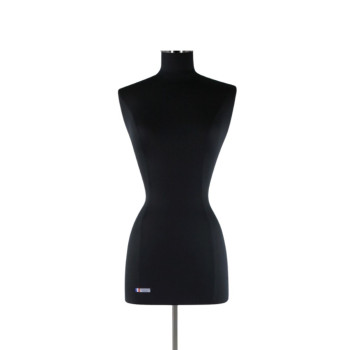 Busto lungo cucito da donna in jersey nero e maniche piatte