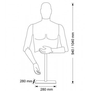 Maniqui caballero flexible : Busto con cabeza extraíble